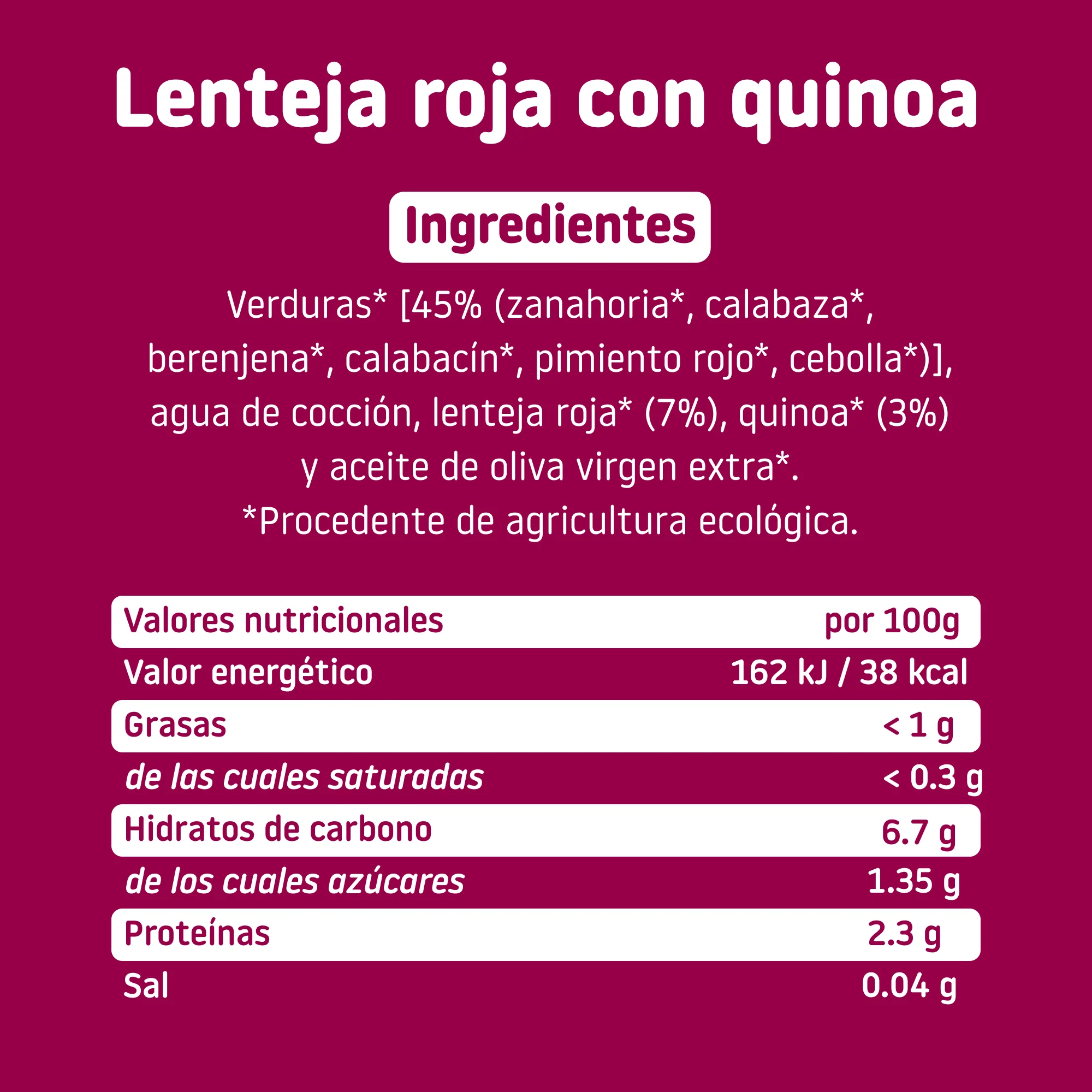 Tarrito de CA-CHI-TOS de lenteja roja con quinoa - Image 6