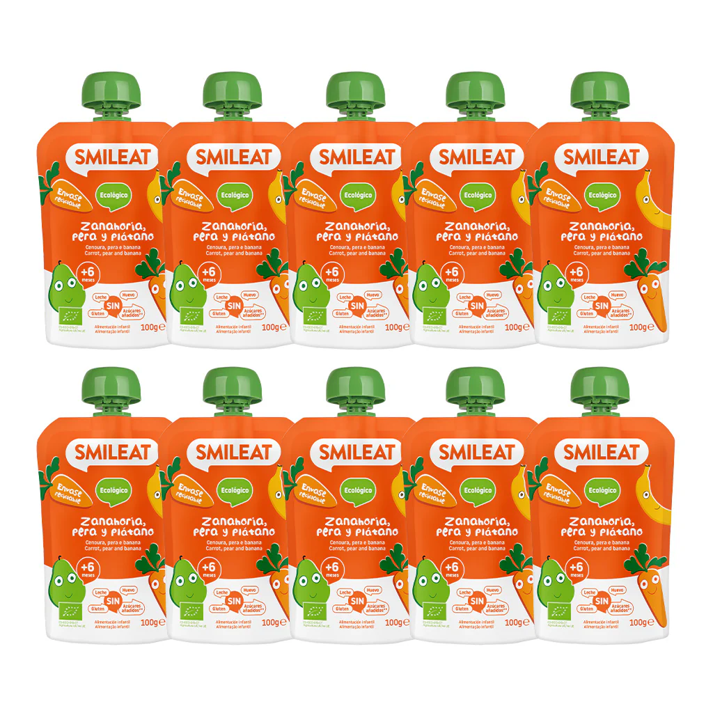 Pack pouches zanahoria, pera y plátano X 10