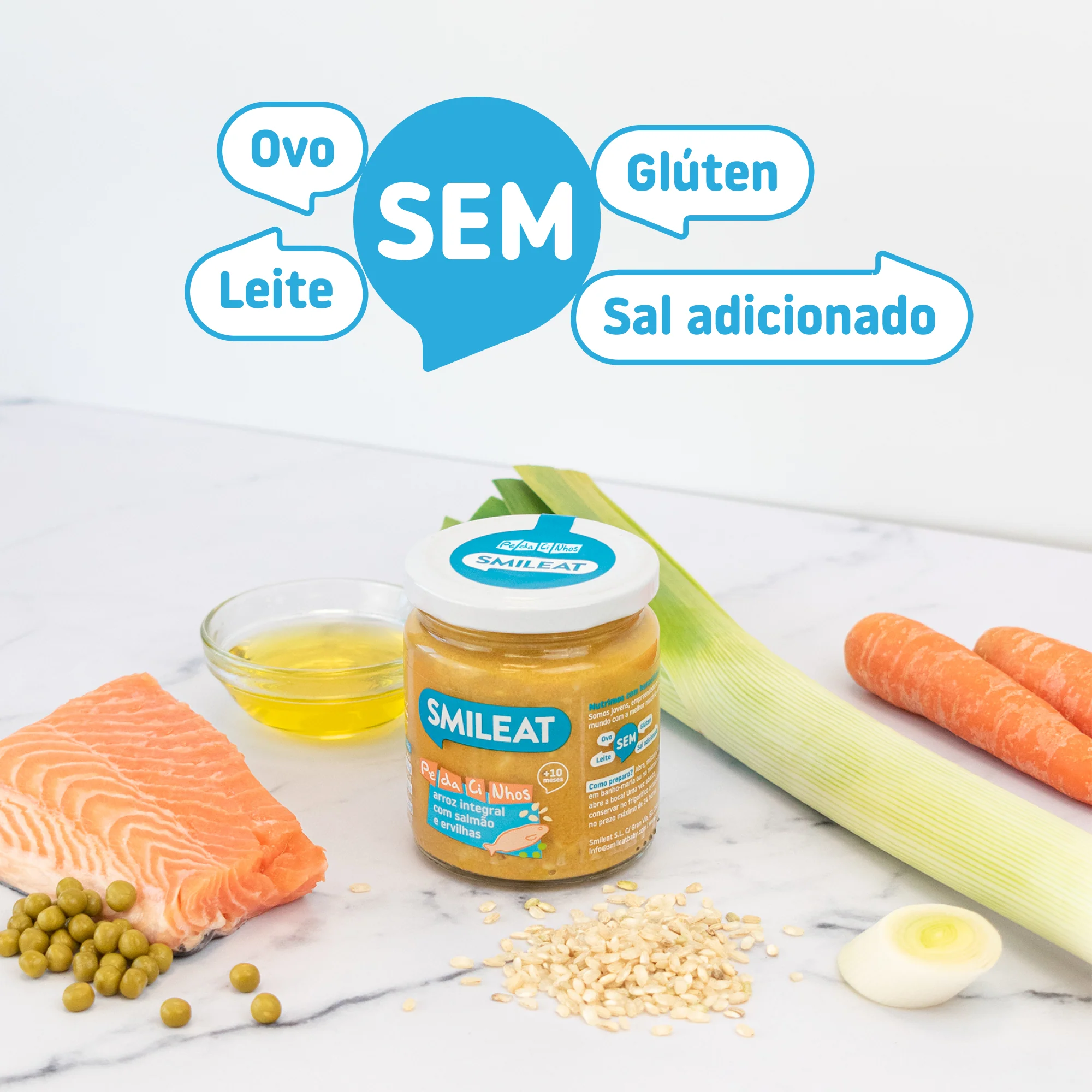 Boiões de PE-DA-CI-NHOS arroz integral com salmão e ervilhas - Image 4