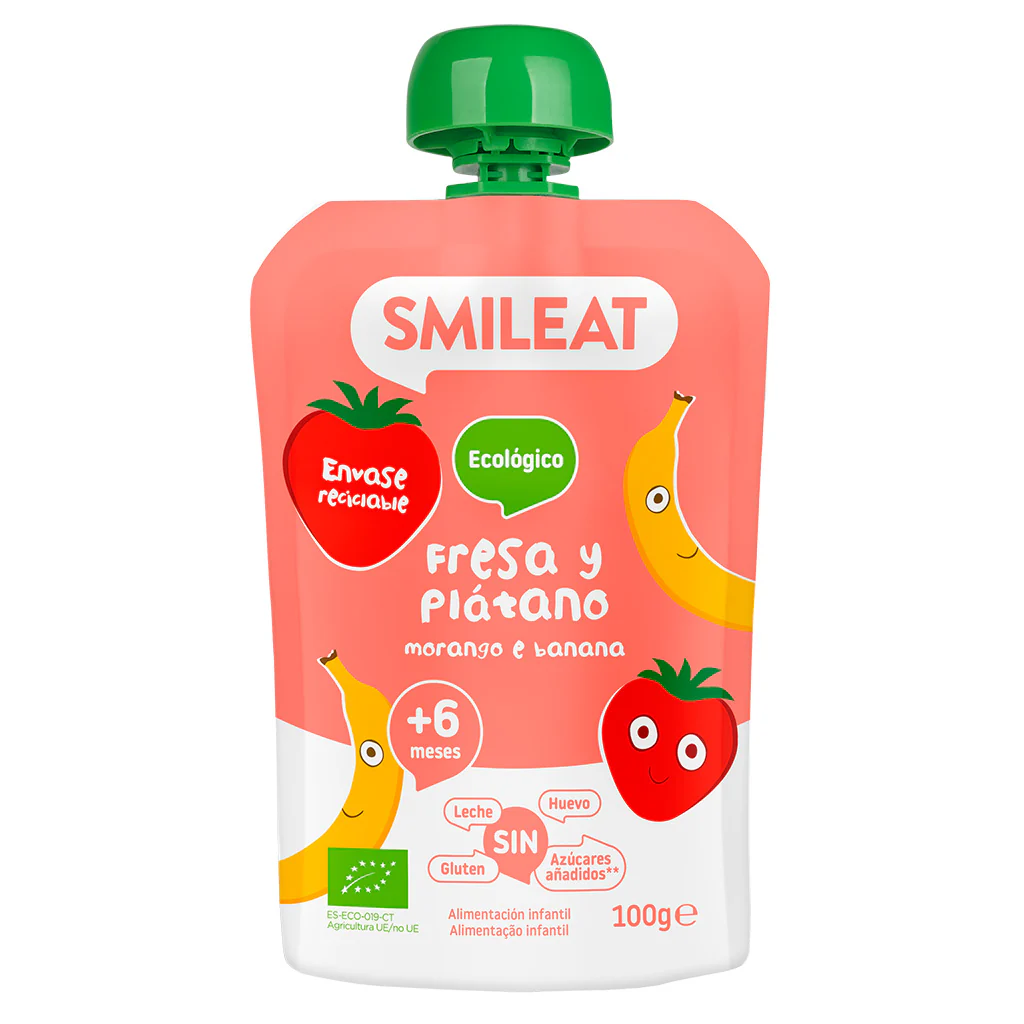 Pouch de fresa y plátano